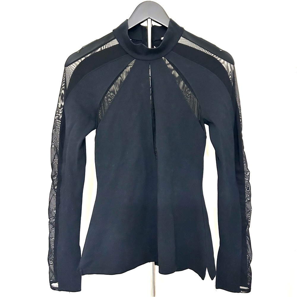 Free People Black Mesh & Spandex Long Sleeve Top – Size S